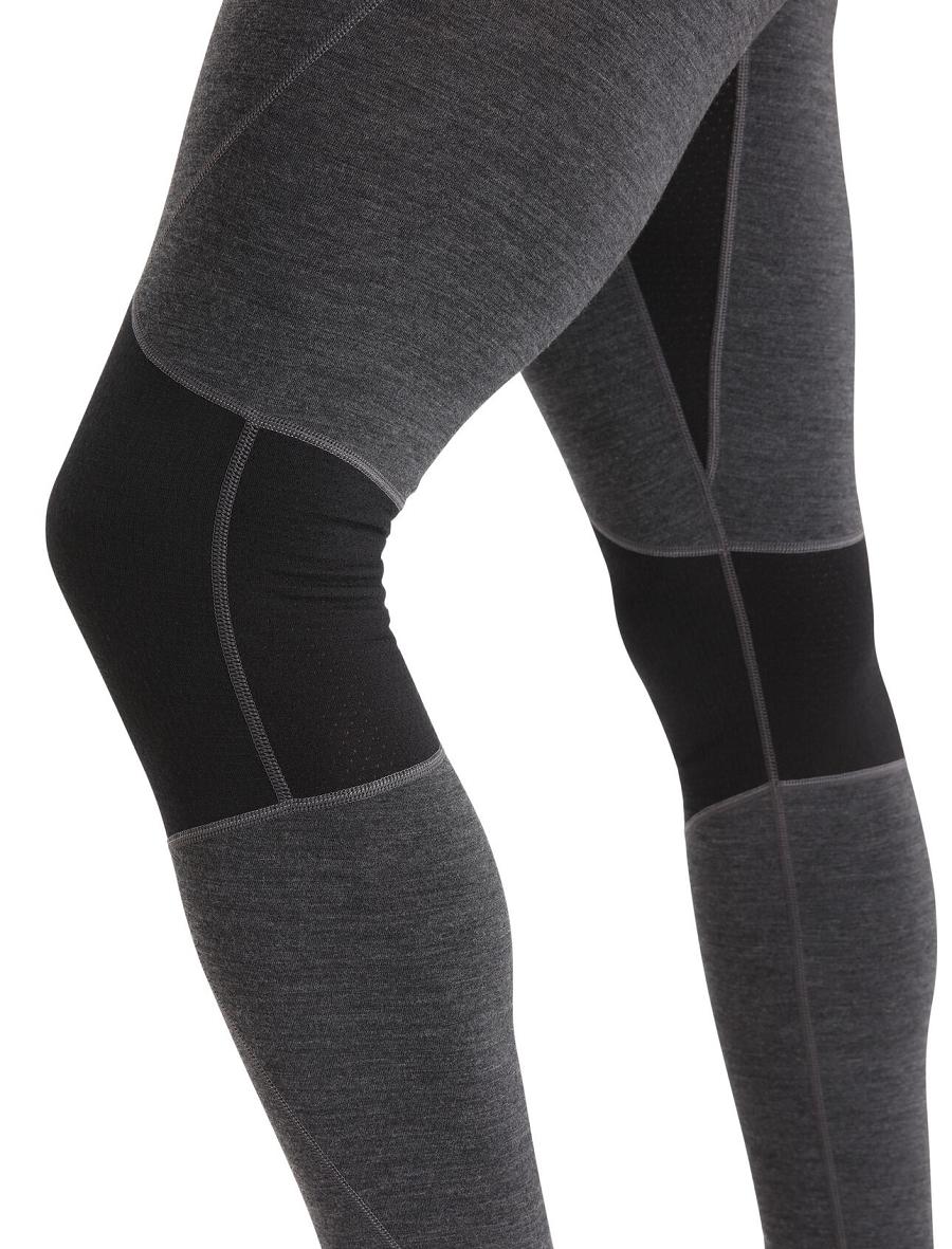 Men's Icebreaker BodyfitZone™ Merino 260 Zone Thermal Leggings Base Layers Jet Heather / Black | CA 1554CTVE